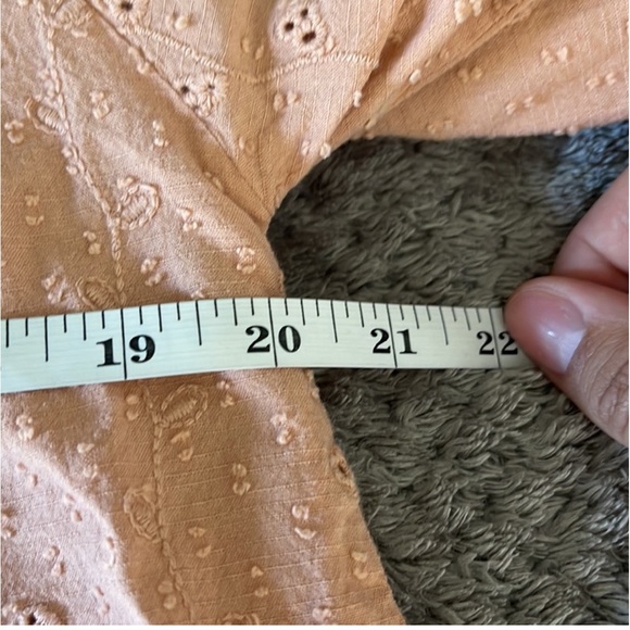 XL JOIE Eyelet Boho Fairy scoop neck w/ long ties style cottage blouse in Peach - Picture 8 of 11